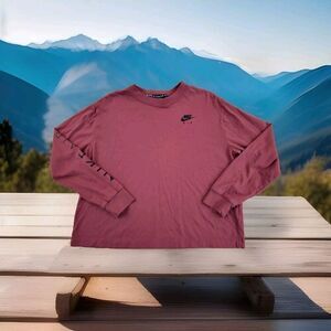 Nike Air Top Long Sleeve Top Shirt Women's Medium Cotton Crew neck Red